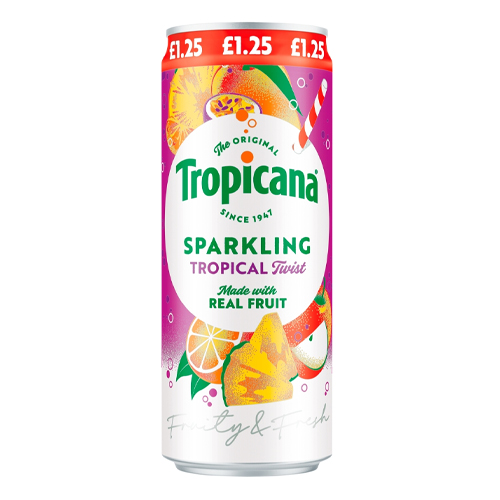 TROPICANA SPARKLING TROPICAL TWIST PMP £1.25 250ML