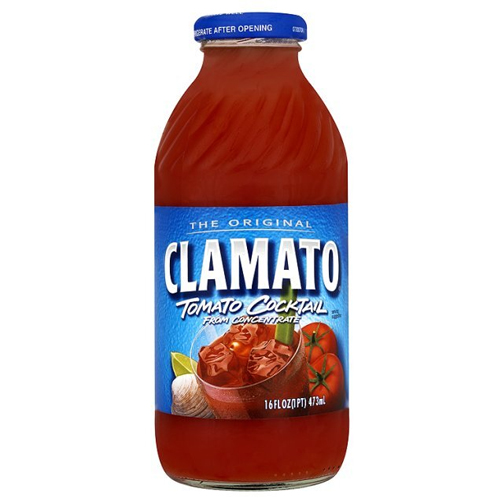 CLAMATO TOMATO COCKTAIL JUICE IN GLASS BOTTLE 473ML