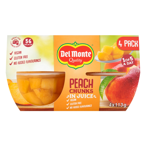 DEL MONTE QUALITY PEACH CHUNKS IN JUICE 4PK 452G