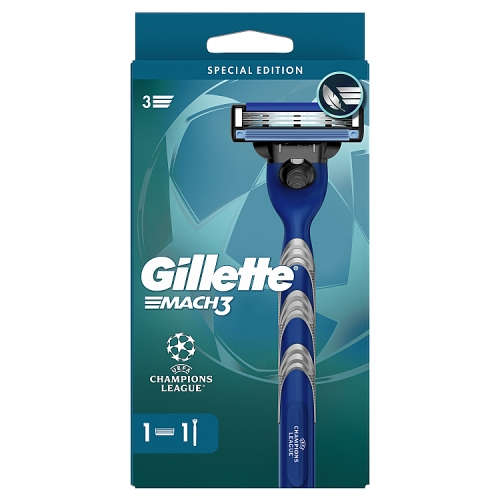 GILLETTE MACH3 RAZOR FOR MEN, 1 GILLETTE RAZOR, 1 RAZOR BLADE REFILL