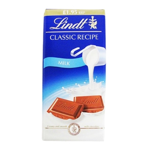 LINDT CLASSIC RECIPE MILK PMP £1.95 100G