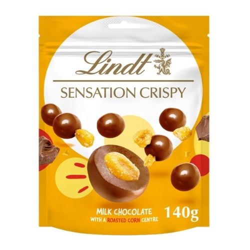 LINDT CRISPY CORN SENS POUCH 140G