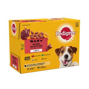 PEDIGREE ADULT WET DOG FOOD POUCHES MIXED SELECTION IN JELLY 12PK 100G