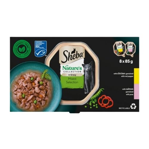 SHEBA NATURE’S COLLECTION CAT TRAYS MIXED SELECTION IN GRAVY 8PK 85G