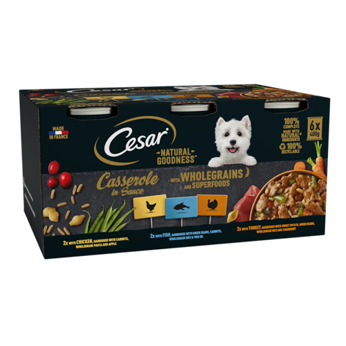 CESAR NATURAL GOODNESS TINS MIXED SELECTION SUPERFOODS 6PK 400G