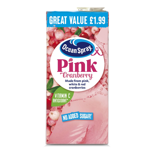 OCEAN SPRAY CRANBERRY PINK PMP £1.99 1L