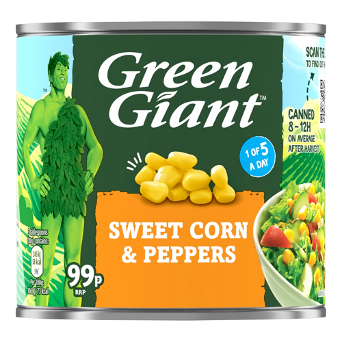 GREEN GIANT SWEETCORN & PEPPERS PMP 99P 340G