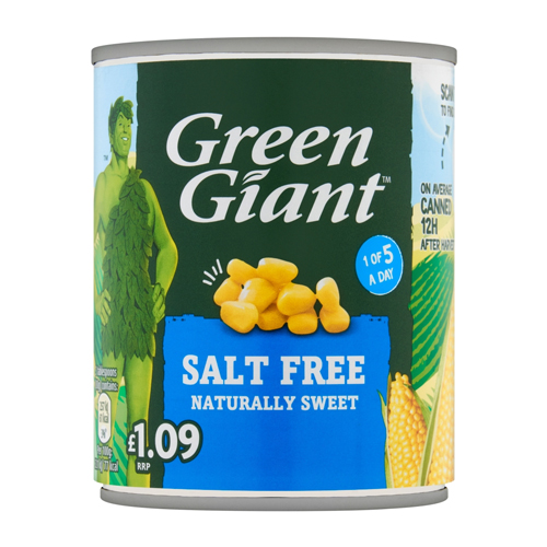 GREEN GIANT SALT FREE SWEETCORN PMP £1.09 198G