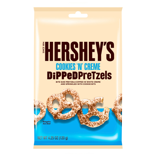 HERSHEY'S COOKIES 'N' CREME DIPPED PRETZELS 120G