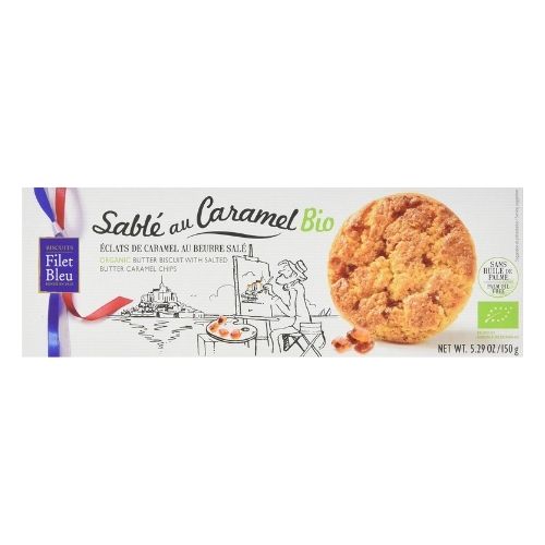 FILET BLEU ORGANIC BUTTER BISCUIT CARAMEL CHIPS & GUERANDES 150G