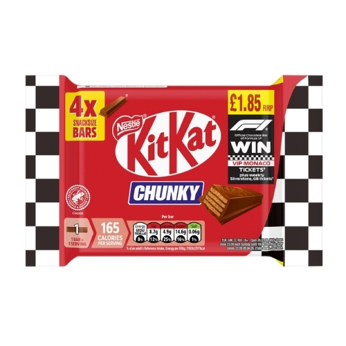 KITKAT CHUNKY MILK CHOCOLATE PMP £1.85 4PK 128G