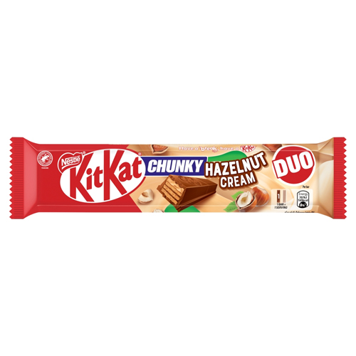 KITKAT CHUNKY DUO HAZELNUT CREAM CHOCOLATE BAR 68G