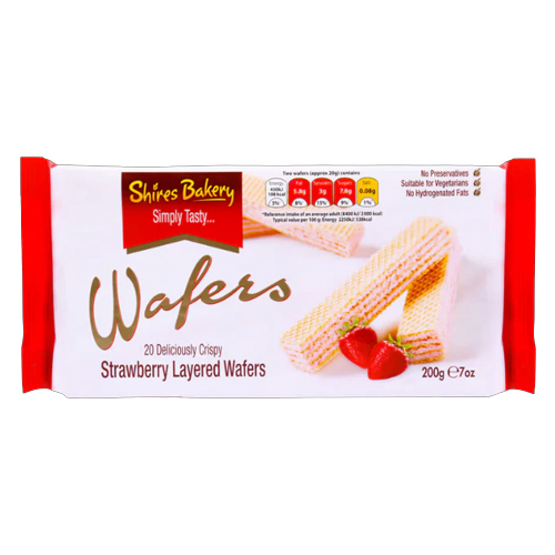 SHIRES BAKERY STRAWBERRY WAFERS 200G