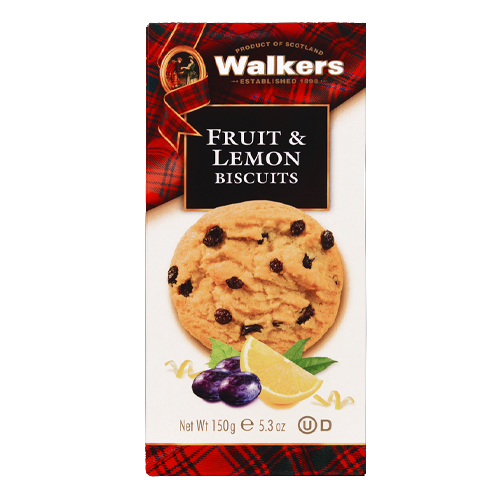 WALKERS FRUIT & LEMON BISCUITS 150G