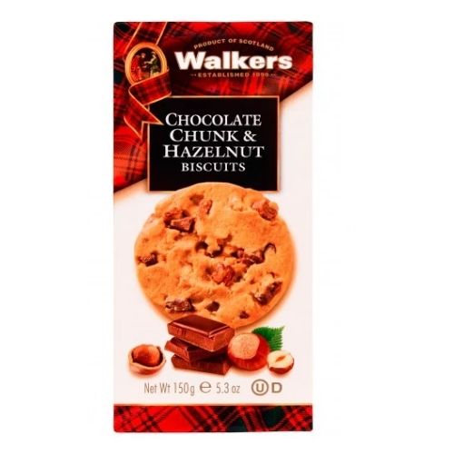 WALKERS CARTON CHOC CHIP & HAZELNUT BISCUITS 150G