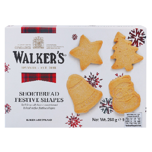 WALKERS FESTIVE SHAPES SHORTBREAD 260G