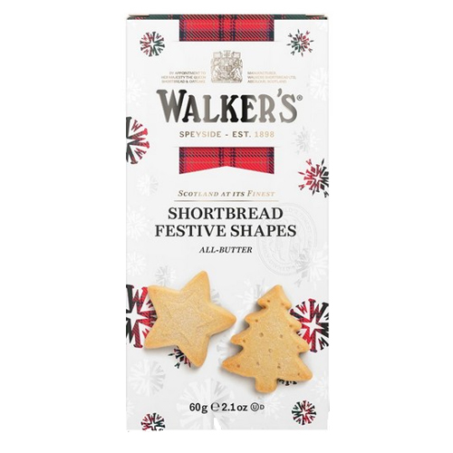 WALKERS FESTIVE SHAPES SHORTBREAD 60G