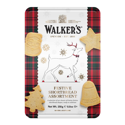 WALKERS FESTIVE SHAPES SHORTBREAD REINDEER 250G