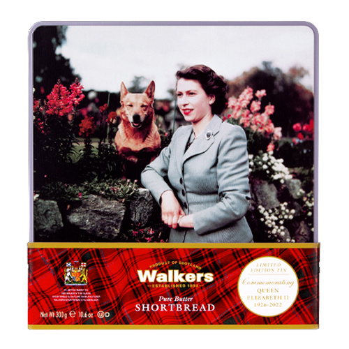WALKERS QUEEN'S COMMEMORATIVE TIN WITH DOG 300G