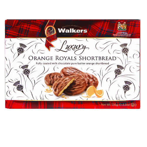 WALKERS FULLY COATED MILK CHOCOLATE ORANGE ROYAL SHORTBREAD 150G