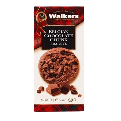 WALKERS BELGIAN CHOCOLATE CHUNK BISCUITS 150G