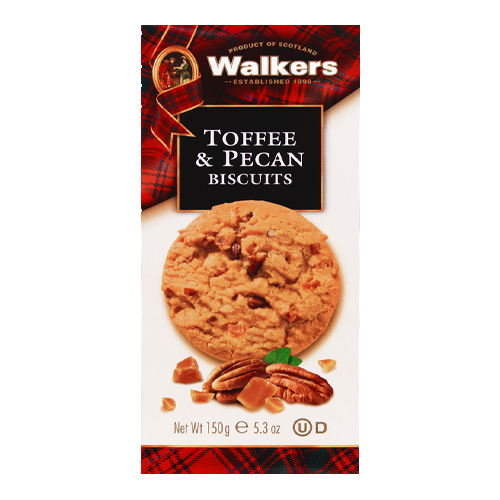 WALKERS CARTON TOFFEE & PECAN BISCUITS 150G