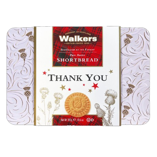 WALKERS 'THANK YOU' SHORTBREAD TIN THISTLE SHORTBREAD 300G