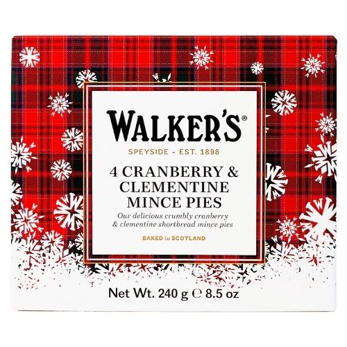 WALKERS PREMIUM CRANBERRY & CLEMENTINE MINCE PIES 240G