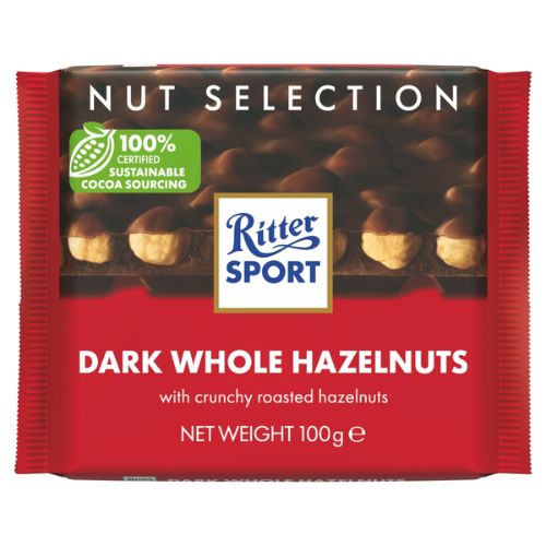 RITTER SPORT NUT SELECTION DARK WHOLE HAZELNUTS 100G