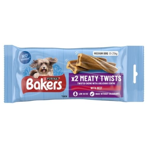 BAKERS MEDIUM DOG TREAT MEATY TWISTS 180G