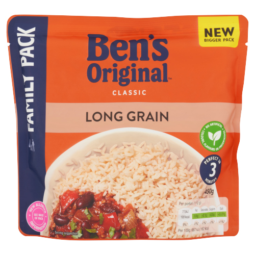 BENS LONG GRAIN RTH RICE FAMILY PACK 450G