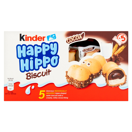 KINDER HAPPY HIPPO COCOA CREAM BISCUIT 5PK 103G