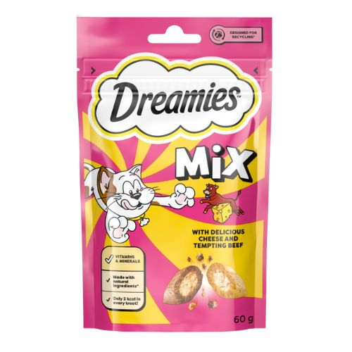 DREAMIES MIX CAT TREATS WITH CHEESE AND BEEF PRIDE 60G