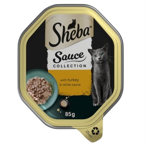 SHEBA SAUCE COLLECTION CAT TRAY WITH TURKEY IN WHITE SAUCE 85G