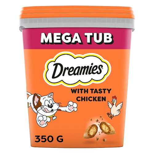DREAMIES CAT TREAT BISCUITS WITH CHICKEN BULK MEGA TUB 350G