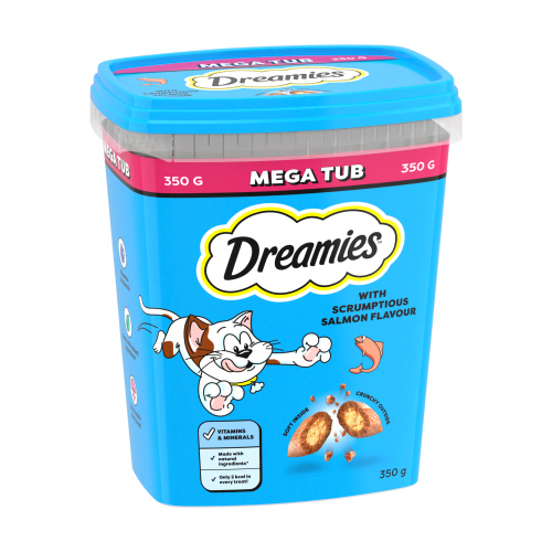 DREAMIES CAT TREAT BISCUITS WITH SALMON BULK MEGA TUB 350G