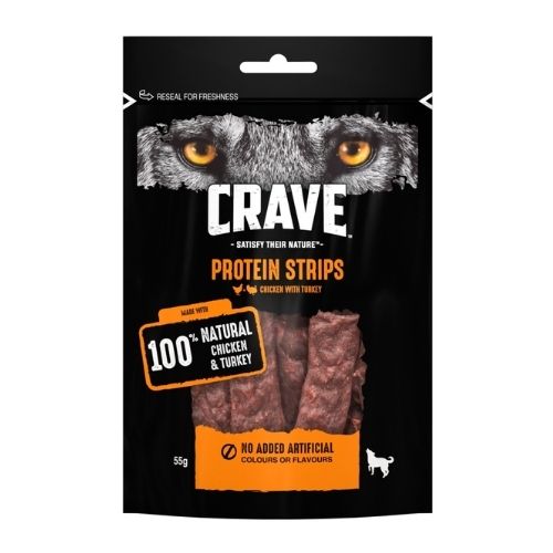 CRAVE PROTEIN STRIPS WITH TURKEY & CHICKEN 55G