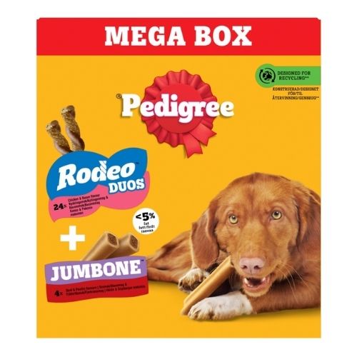 PEDIGREE RODEO DUOS & JUMBONE MEDIUM DOG TREATS MEGA BOX 28 CHEWS 780G