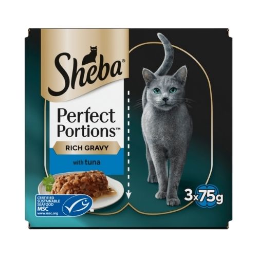 SHEBA PERFECT PORTIONS ADULT WET CAT FOOD TRAYS TUNA IN GRAVY 6PK 37.5G