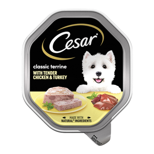 CESAR CLASSIC TERRINE DOG FOOD TRAY CHICKEN & TURKEY IN LOAF 150G
