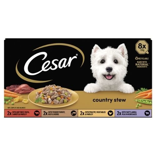 CESAR COUNTRY STEW ADULT WET DOG FOOD TRAYS SPECIAL SELECTION 8PK 150G