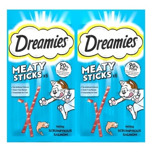 DREAMIES MEATY STICKS ADULT CAT TREATS WITH SCRUMPTIOUS SALMON 30G