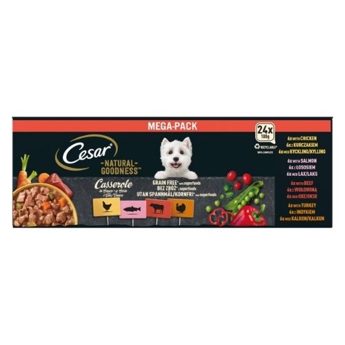 CESAR NATURAL GOODNESS CASSEROLE MIXED SELECTION IN GRAVY 24X 100G
