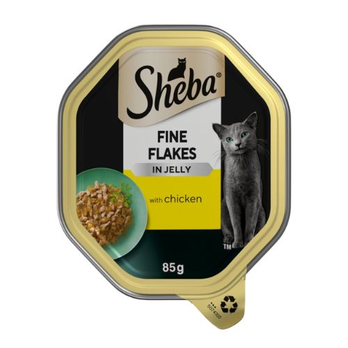 SHEBA FINE FLAKES ADULT CAT FOOD TRAY WITH CHICKEN IN JELLY 85G