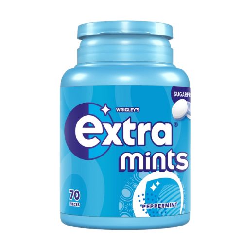 EXTRA MINTS PEPPERMINT SUGAR FREE BOTTLE 70PC 77G