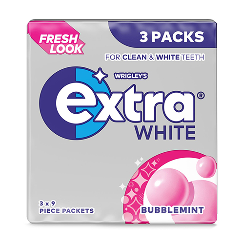 EXTRA WHITE BUBBLEMINT SUGAR FREE 9PC 3PK 12.6G