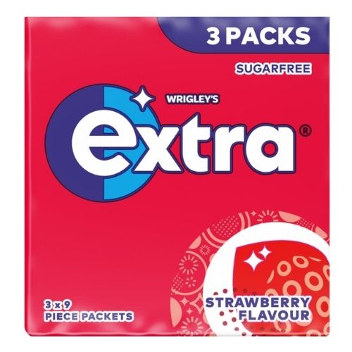 EXTRA STRAWBERRY SUGAR FREE 9PC 3PK 12.6G