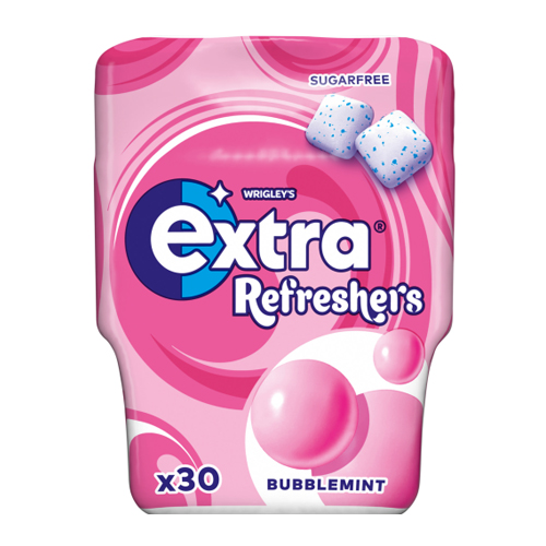 EXTRA BUBBLEMINT SUGAR FREE REFRESHERS BOTTLE 30PC 67G