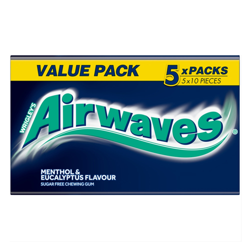AIRWAVES MENTHOL & EUCALYPTUS SUGAR FREE 5PK 10PC 14G