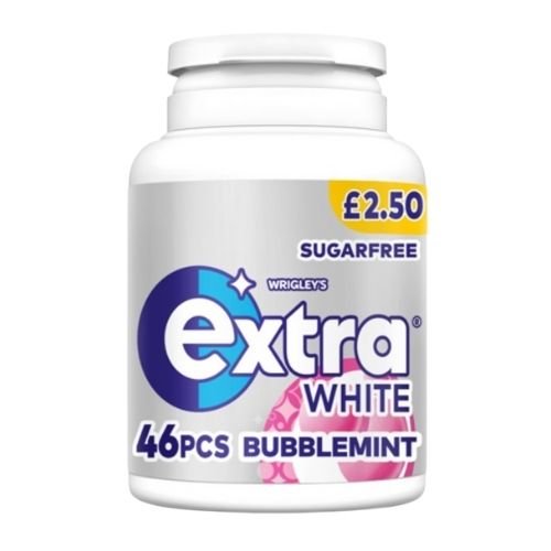 EXTRA WHITE BUBBLEMINT SUGAR FREE BOTTLE 46PC PMP £2.50 64G